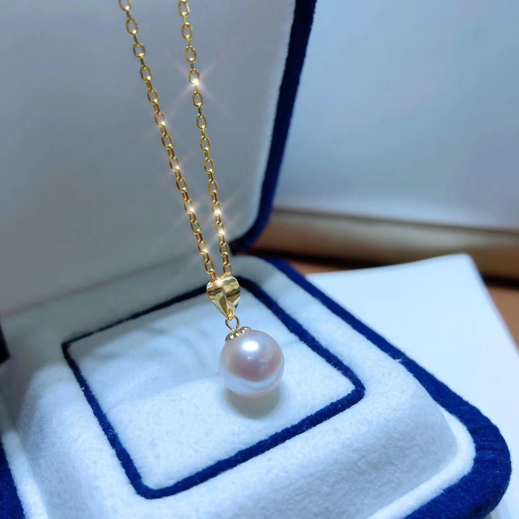 สร้อยคอมุกน้ำทะเลธรรมชาติ Akyoa ขนาด 7-8 มม. ประดับด้วยทองคำขาว 18K และเงินสเตอร์ลิง S925