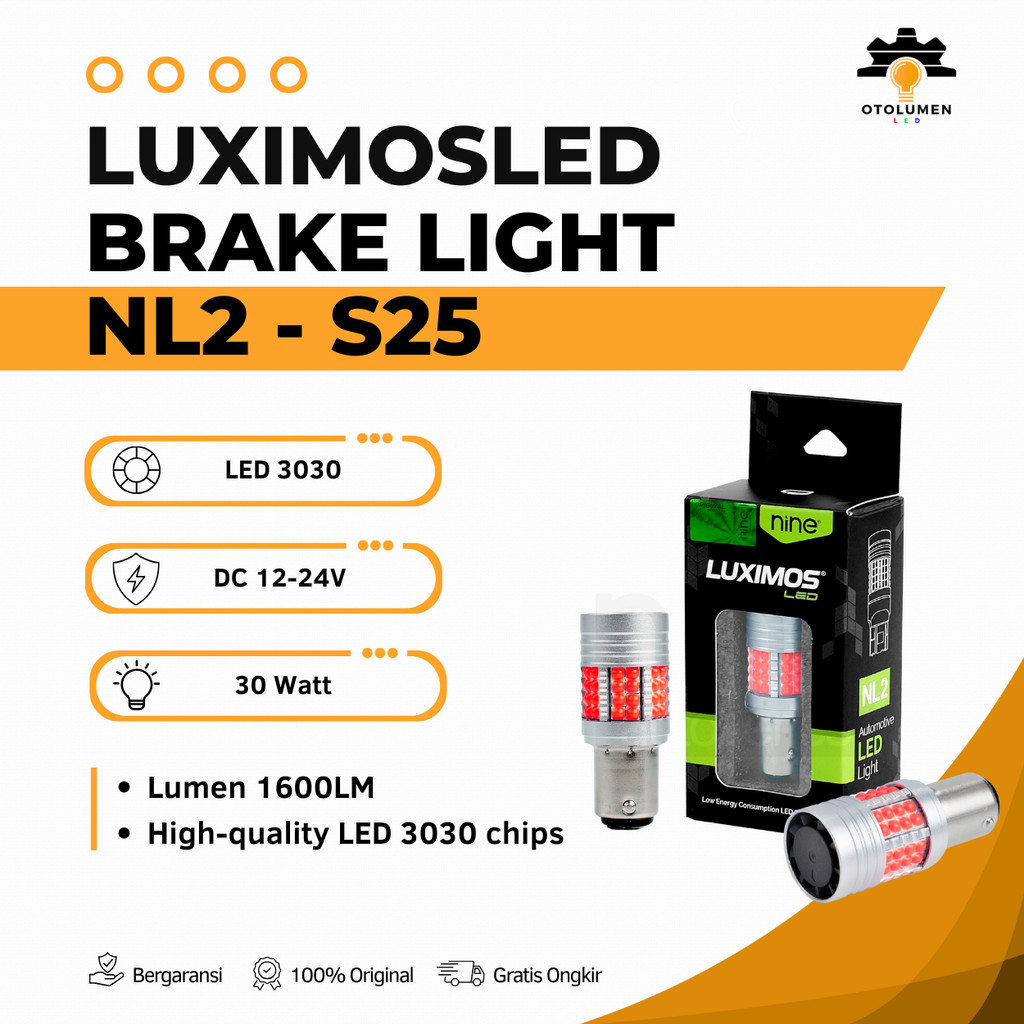 Dajjal ไฟเบรครถยนต์ S25 BAY15D 30W พัดลม Canbus 2 ขาหมุนได้ทนความร้อนรุ่น NL2 - LUXIMOS