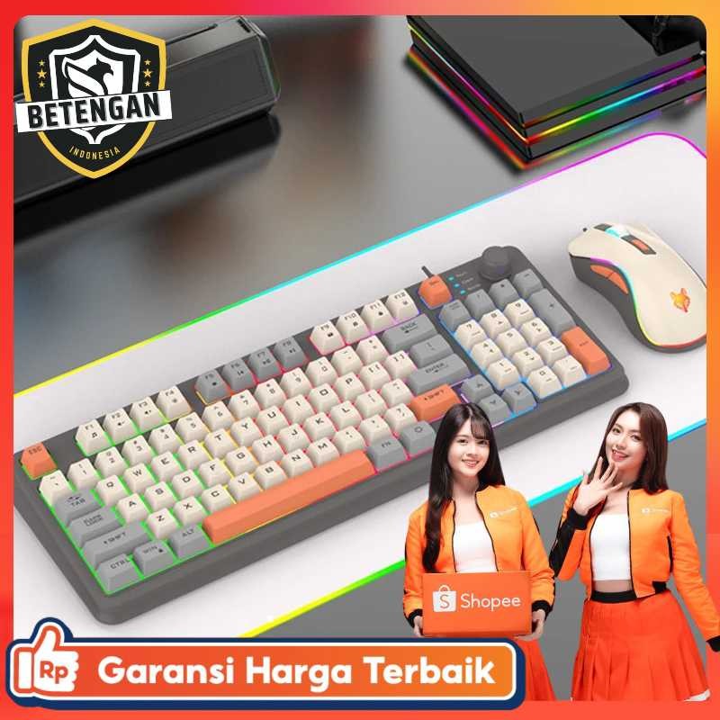 XUNFOX คีย์บอร์ดเกม RGB LED USB แบบมีสาย 94 คีย์ปุ่มด้านบนพร้อมเมาส์ - K820