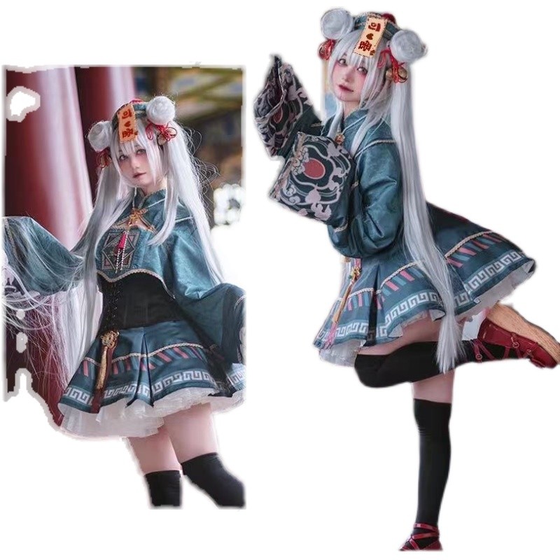 Sakuraji lolita Little Zombie jsk ชุดสองชิ้น พร้อมกิ๊บติดผมฟรี สำหรับคอสเพลย์และเล่นสมมุติ
