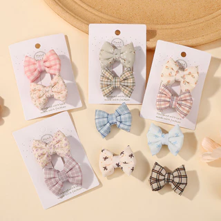 2 ชิ้นดอกไม้พิมพ์ผมโบว์คลิปสําหรับเด็กทารกลูกไม้ด้านข้าง Pastoral ผ้าฝ้าย Hairpin Barrettes Headwear อุปกรณ์เสริมผมของขวัญ