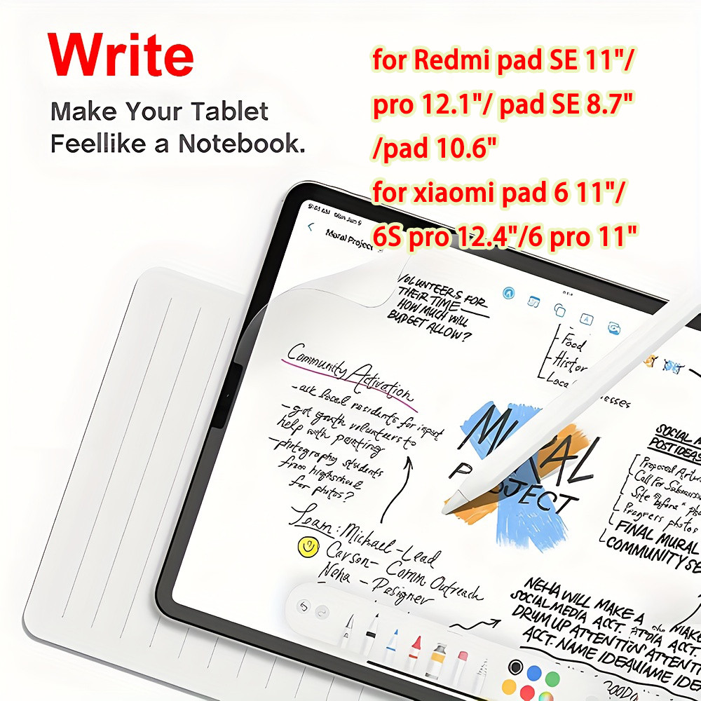 ฟิล์มกระดาษ Paperlike for xiaomi Pad 7/7pro Redmi SE 11 Mi Pad 6 6s Pro Mi Pad5/5pro ฟิล์มกระดาษ