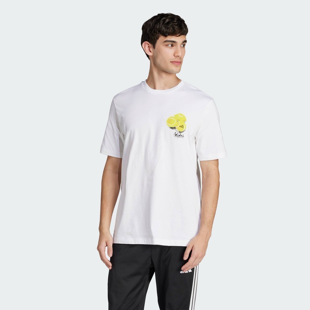 adidas ไลฟ์สไตล์ เสื้อยืดพิมพ์ลาย Lounge Still Life Lemons ผู้ชาย สีขาว JJ3959