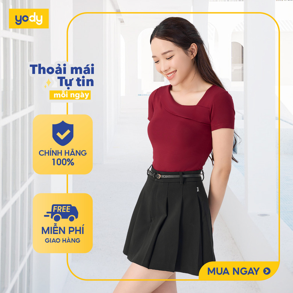 เสื้อยืด YODY คอปกไขว้แบบเลื่อน ผ้าไม้ไผ่เดี่ยวดูดซับเหงื่อ TSN7136