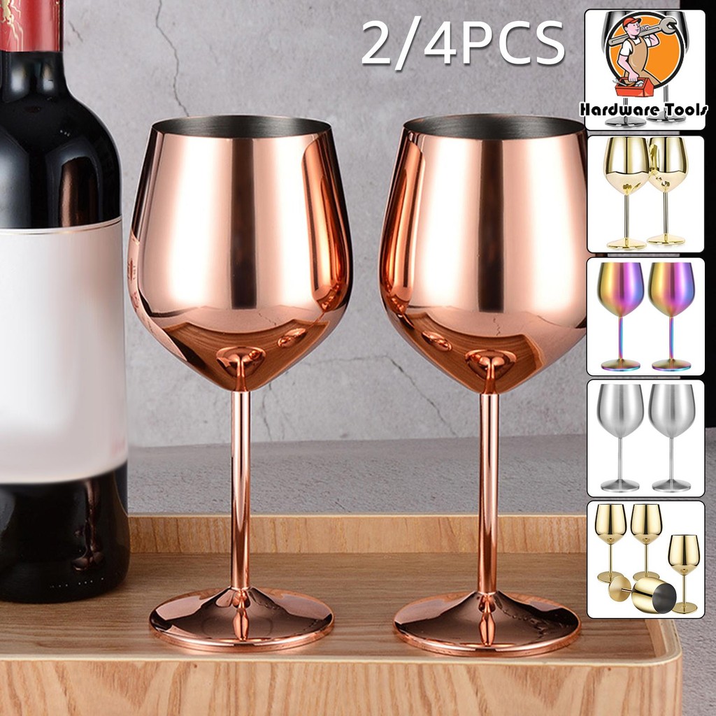 แก้วไวน์สแตนเลส 18oz ความจุขนาดใหญ่ Wine Goblets Unbreakable Rose Gold Wine Glasses SHOPQJC9274