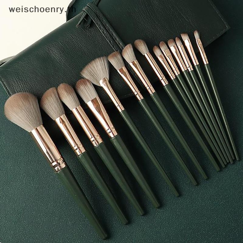 WW ชุดแปรงแต่งหน้า 14 ชิ้นชุดเครื่องสําอาง Foundation แปรงอายแชโดว์ Professional Powder คอนซีลเลอร์ 