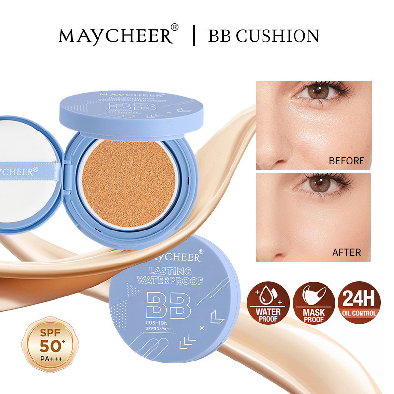 Meiqianer Air Cushion BB ครีมคอนซีลเลอร์ Liquid Foundation Modifies Skin Tone Moisturizing Nude แต่ง