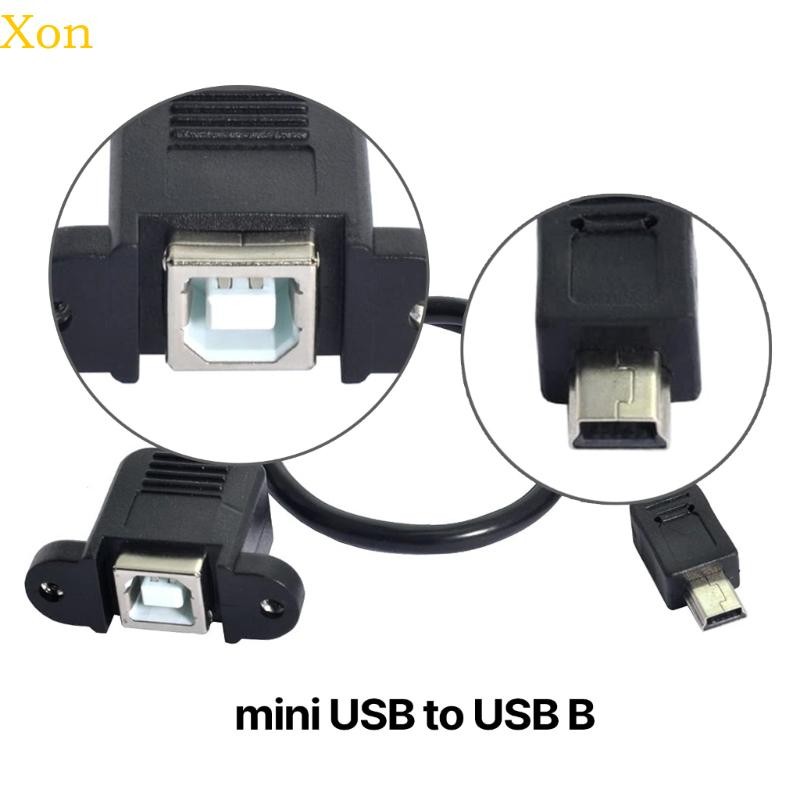 Xon Mini USB เป็น USB B พร้อมแผงเมาท์สกรู Mini USB ตัวผู้เป็น USB B ตัวเมียขยาย