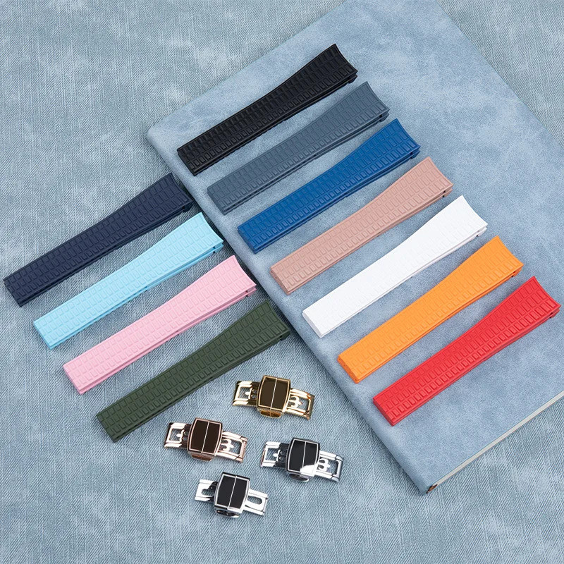 21-16 มม.โลหะ Pin End Link สูง Soft FLUORus FKM ยางสําหรับ Patek 7968/300R-001 5261R Aquanaut Luce P