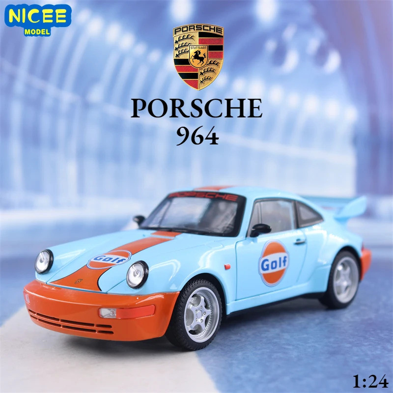 PORSCHE 1:24ปอร์เช่964จําลองสูงรถรุ่นดึงกลับเสียงและแสงของเล่นรุ่นตกแต่งเด็กของขวัญ ฉ588