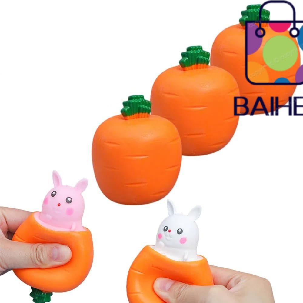 BAIHEE Pop Up แครอทกระต่าย,ความเครียดบรรเทาแครอทกระต่ายบีบของเล่น,ตะกร้า Stuffers Fidget Decompression Sensory ของเล่น