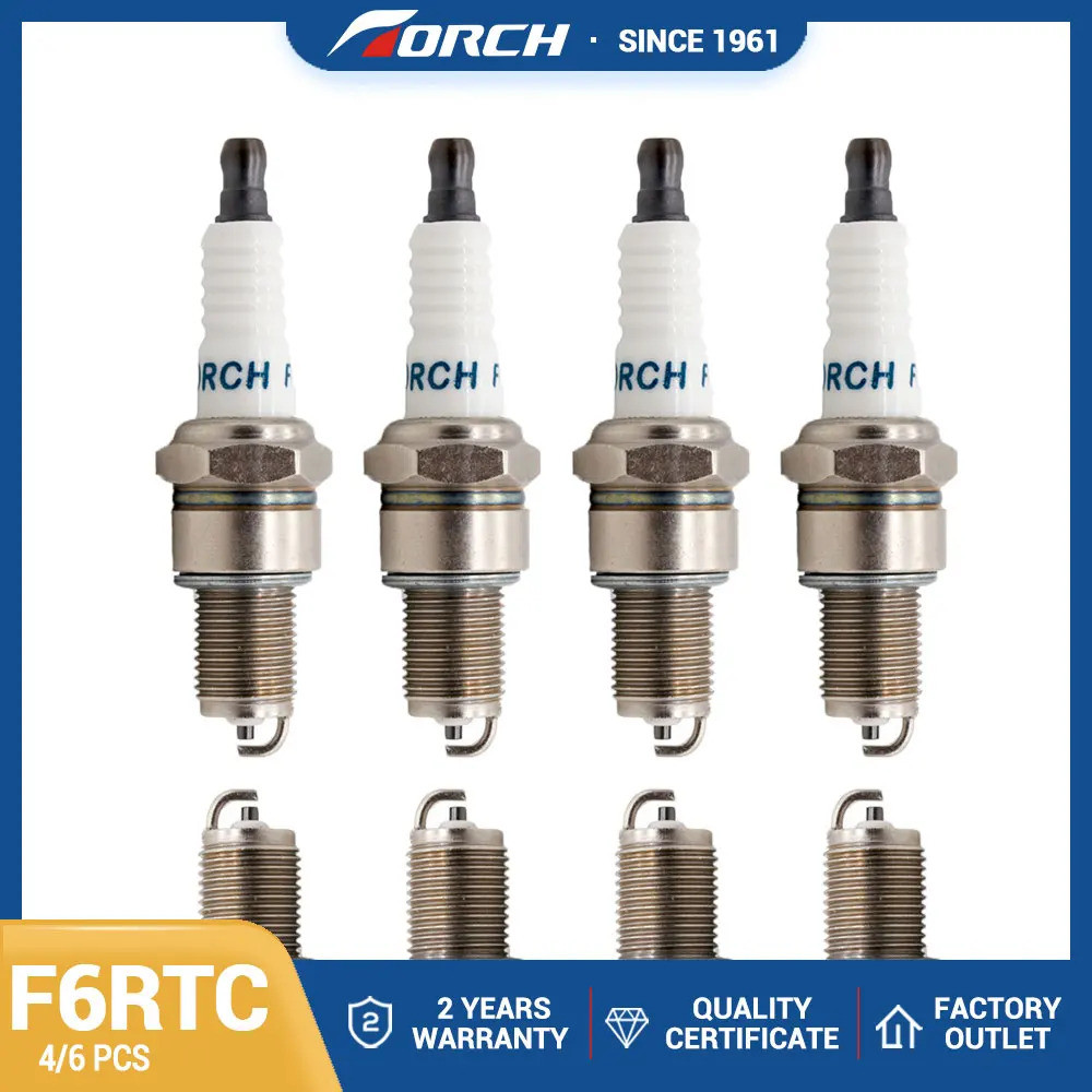 6 ชิ้น/4 ชิ้น TORETCH Spark Plug F6RTC สําหรับ Chevrolet รถรถยนต์รถยนต์ BP5KA สําหรับ W9LDCR DENSO P
