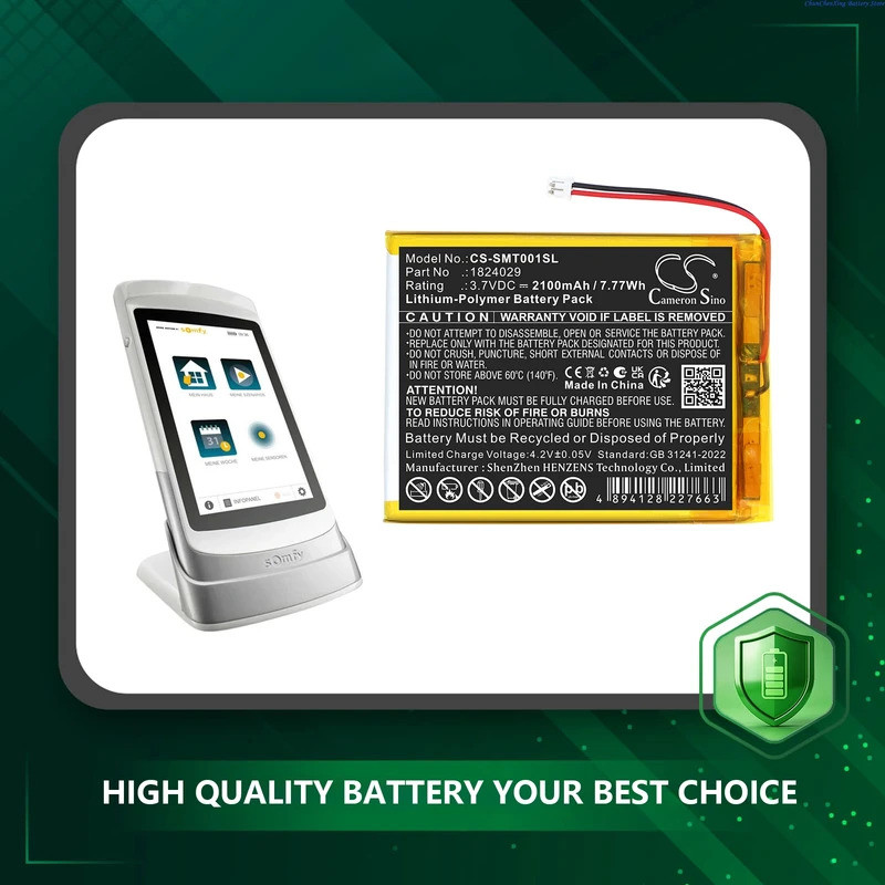 Cameron Sino 3.7V 2100mAh เปลี่ยนแบตเตอรี่บ้านอัจฉริยะ 18024029 สําหรับ โซมฟี่ 1824029 TaHoma Pad io