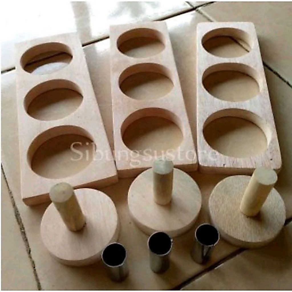 แม่พิมพ์โดนัทไม้ 3 หลุม มี 3 ขนาด (3 ชิ้น) แม่พิมพ์+กด+จุก