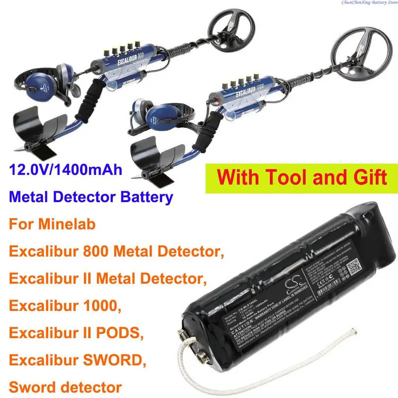 Cameron Sino 1400mAh แบตเตอรี่สําหรับ MINELAB Excalibur 1000, Excalibur 800 เครื่องตรวจจับโลหะ, Exca