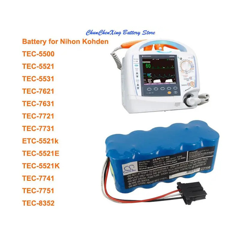 Cameron Sino 2800mAh แบตเตอรี่ทางการแพทย์สําหรับ Nihon Kohden TEC-5500,TEC-5521,TEC-5531,TEC-7621,TE