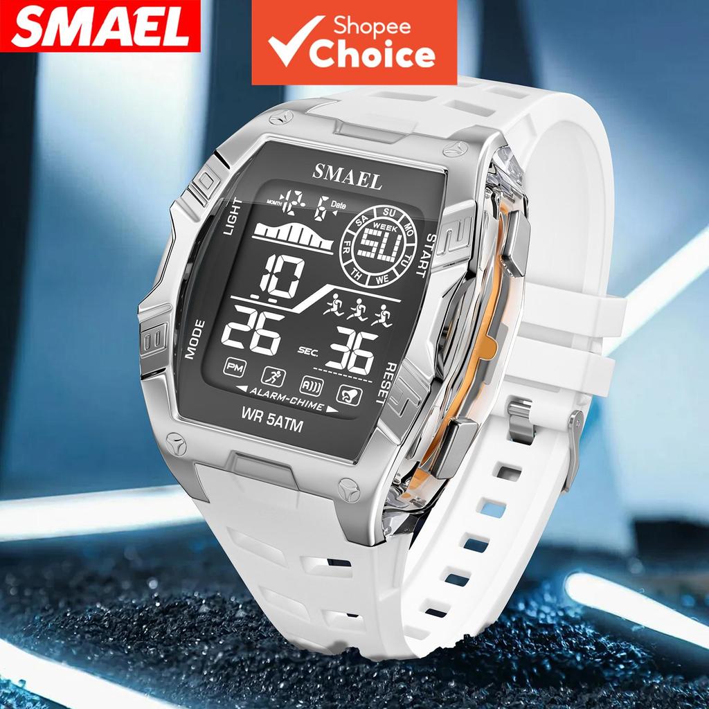 Smael Digital Sport Watch LED Backlight 50 ม. กันน้ํานาฬิกาปลุกนาฬิกาผู้ชาย