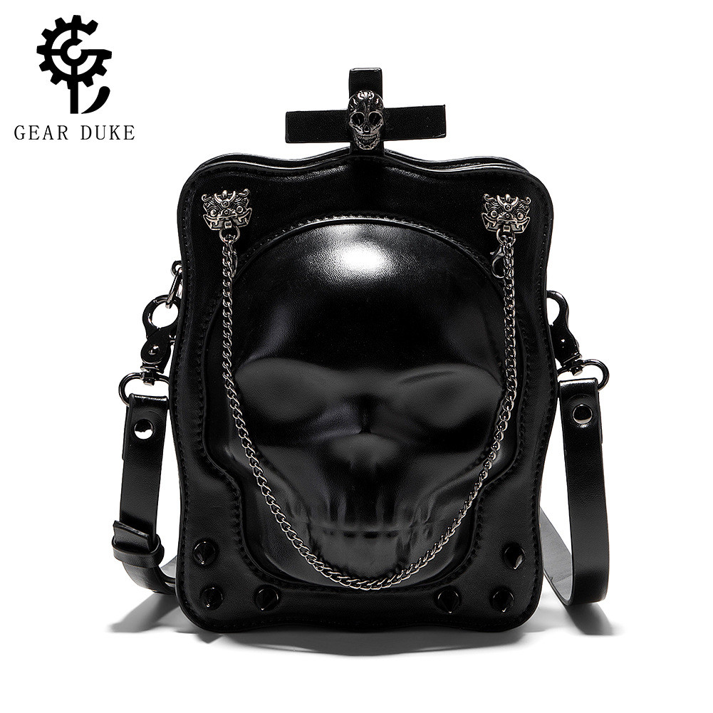 Dark Gothic Skull Ladies Shoulder Messenger Bag Asian Culture Unique Mini Square Bag TEMU Cross-Bord
