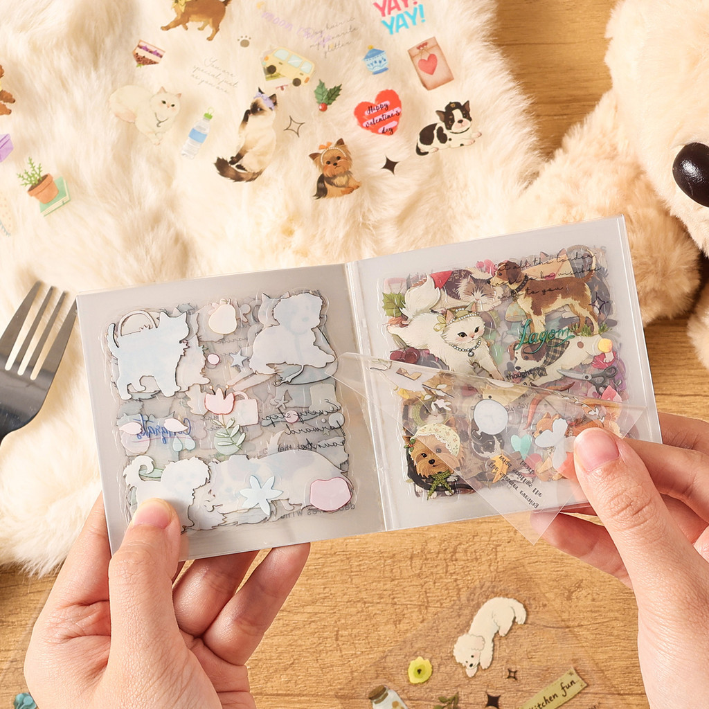 160 ชิ้นแมวน่ารักสติกเกอร์หนังสือ PET โปร่งใสกันน้ํา Kawaii สําหรับ Journal Bullet Journal แล็ปท็อป DIY