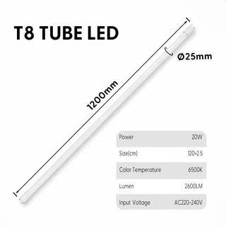 MUSCLE COW หลอดไฟ LED T8 ยาว 1.2 เมตร กำลัง 20 วัตต์ ผ่านรับรองมาตรฐาน มอก. แสงสว่างสูง ไม่กระพริบป้องกันอาการปวดตา
