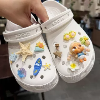 ชุดเสน่ห์ Crocs วันหยุดชายหาด | เครื่องประดับรองเท้าตุ๊กตาป๊อป 3 มิติพร้อมปลาดาว, ดอกไม้, ดวงอาทิตย์สําหรับ จระเข้ อุดตัน, ของขวัญสําหรับเธอ