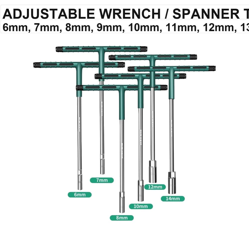 [888] T-Handle ประแจซ็อกเก็ต Cr-V เหล็ก 6-19 มม.T-Bar Socket Driver สําหรับซ่อมรถยนต์รถจักรยานยนต์กา