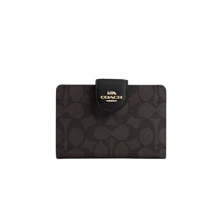 Coach Medium Corner Zip Wallet Black | ของแท้ ตรวจสอบโดย SASOM