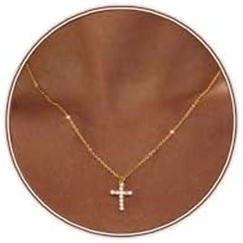 Zeffy Cross สร้อยคอผู้หญิง,18K Gold/Silver Plated Tiny Cubic Zirconia CROSS จี้สร้อยคอสําหรับผู้หญิง