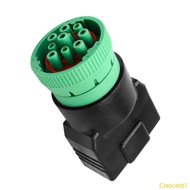 Crescent1 9Pin J1939 ถึง 16Pin OBD2 อะแดปเตอร์สําหรับรถบรรทุกหนักรองรับการเชื่อมต่ออุปกรณ์หลายตัว J1
