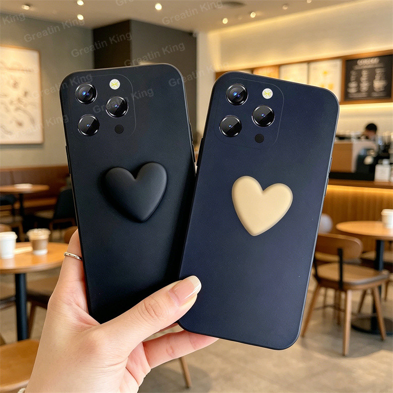ปลอกสําหรับ Oukitel P1 เคสโทรศัพท์ Soft TPU ฝาครอบป้องกันพร้อมการออกแบบหัวใจ 3D