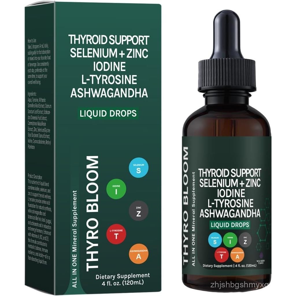Thyroid Support Liquid Drops,Liquid Formula with Selenium,Iodine,L-Tyrosine,สําหรับฮอร์โมนสมดุล, Met