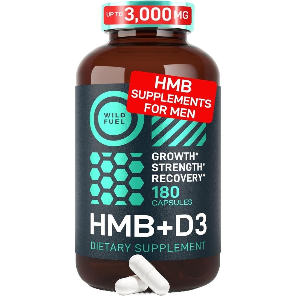 WILD FUEL 3,000mg HMB อาหารเสริม Plus วิตามิน D3 - Growth, Strength, Fast Workout Recovery HMB อาหาร