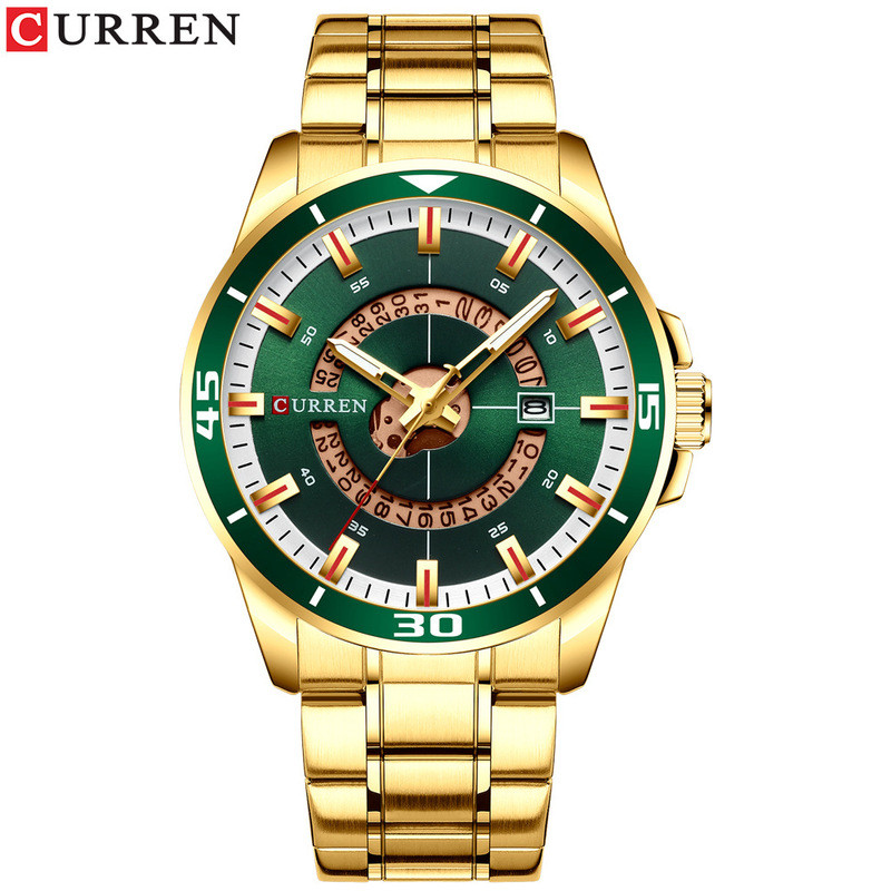 Curren/Curren 8359 ผู้ชายกันน้ําควอตซ์ปฏิทินนาฬิกาสายเหล็กธุรกิจนาฬิกาผู้ชายนาฬิกา