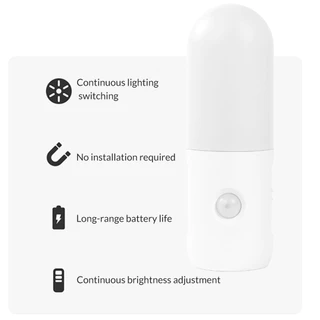 ไฟกลางคืนเซนเซอร์จับการเคลื่อนไหวชาร์จได้แบบแม่เหล็ก LED สำหรับห้องนอน ห้องน้ำ บันได