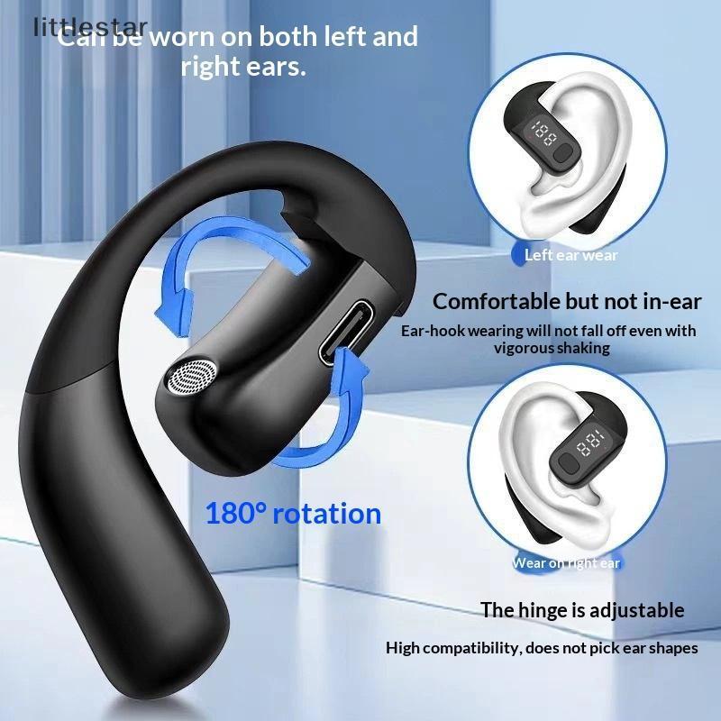 B&A หูฟังไร้สาย Ear Hook หูฟังกันน้ํา HD Calling Mic HiFi สเตอริโอเสียงรอบทิศทางลดเสียงรบกวน Headse {th}