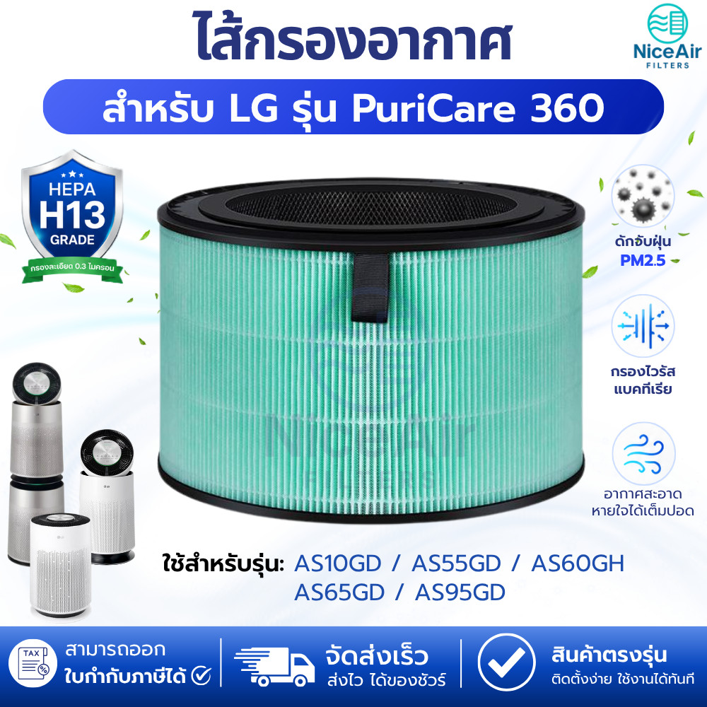 ไส้กรองอากาศ LG Puricare 360 series AS10GD, AS55GD, AS60GH, AS65GD, AS95GD สำหรับเครื่องฟอกอากาศ LG แอลจี