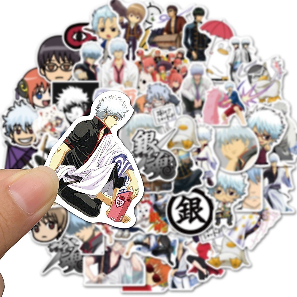 銀魂 กินทามะ sticker สติกเกอร์กันน้ำรูปแบบที่แตกต่างกัน, 50ชิ้น
