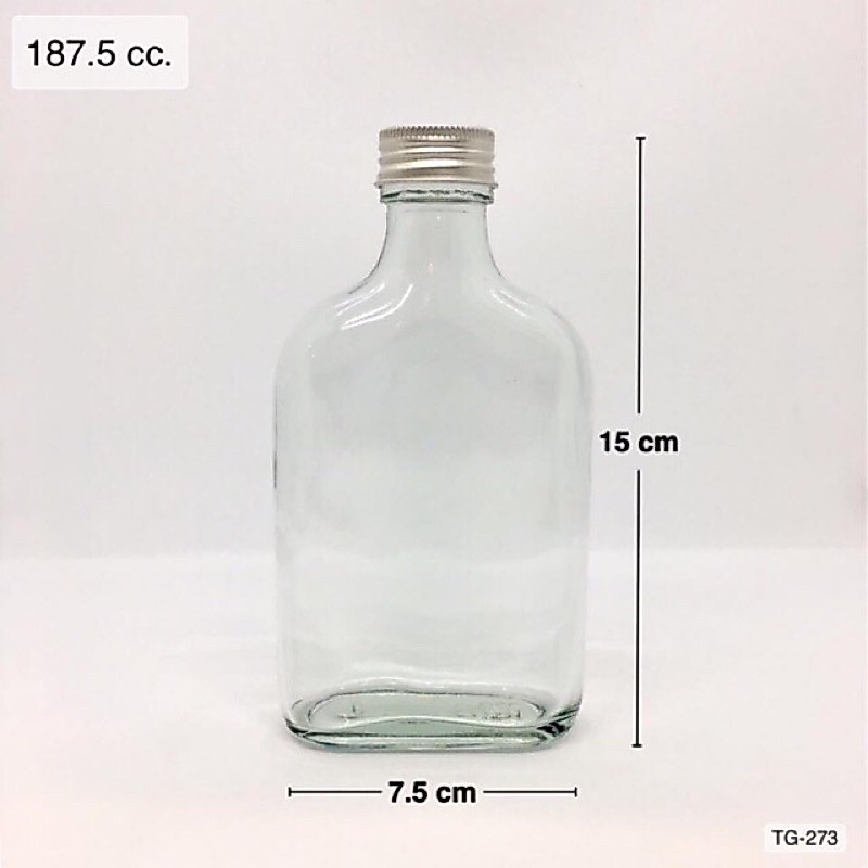 (แพ็ค 10 ใบ) ขวดแบนกั๊ก 187.5 cc พร้อมฝา(เลือกได้ว่ารับหรือไม่รับจุก)