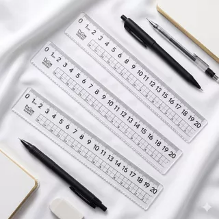 S0291 ไม้บรรทัด สีใส 20cm ไม้บรรทัดพลาสติก ขอบหยัก อุปกรณ์เครื่องเขียน ของแจก นักเรียน