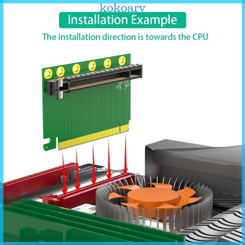 KOK PCIE 16X 3 0 90 องศาย้อนกลับชายกับหญิง Risers การ์ดสําหรับ 1U Server ติดตั้งทิศทาง towards