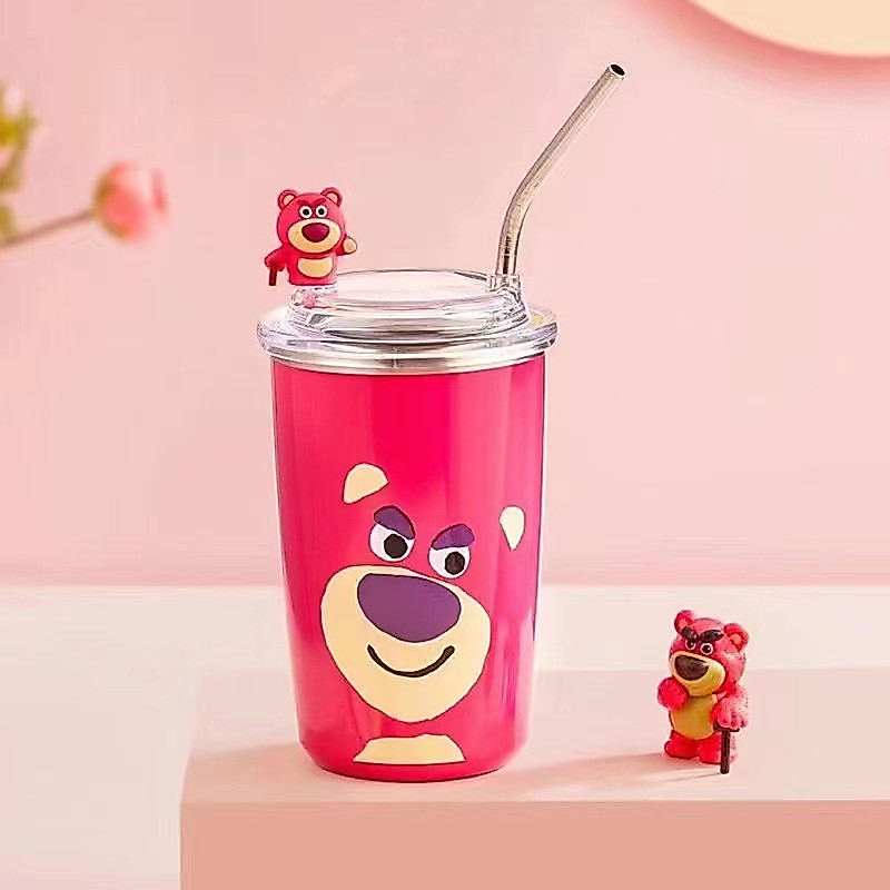 พร้อมส่ง 🔥 Lotso แก้วเก็บความเย็นสุดคูล ลายหมีลอตโซ่ (แถมฟรีหลอดสแตนเลส+ตุ๊กตา)