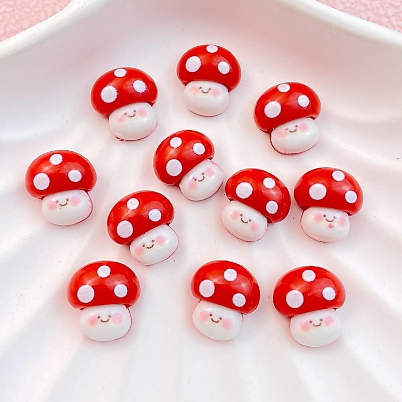 อุปกรณ์เสริมเรซิ่น รูปเห็ดน่ารัก สําหรับตกแต่งเล็บ DIY 10 ชิ้น