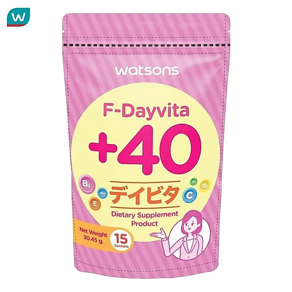 Watsons วัตสัน เอฟ-เดย์ไวต้าพลัส 40 (ผลิตภัณฑ์เสริมอาหาร) 15 ซอง