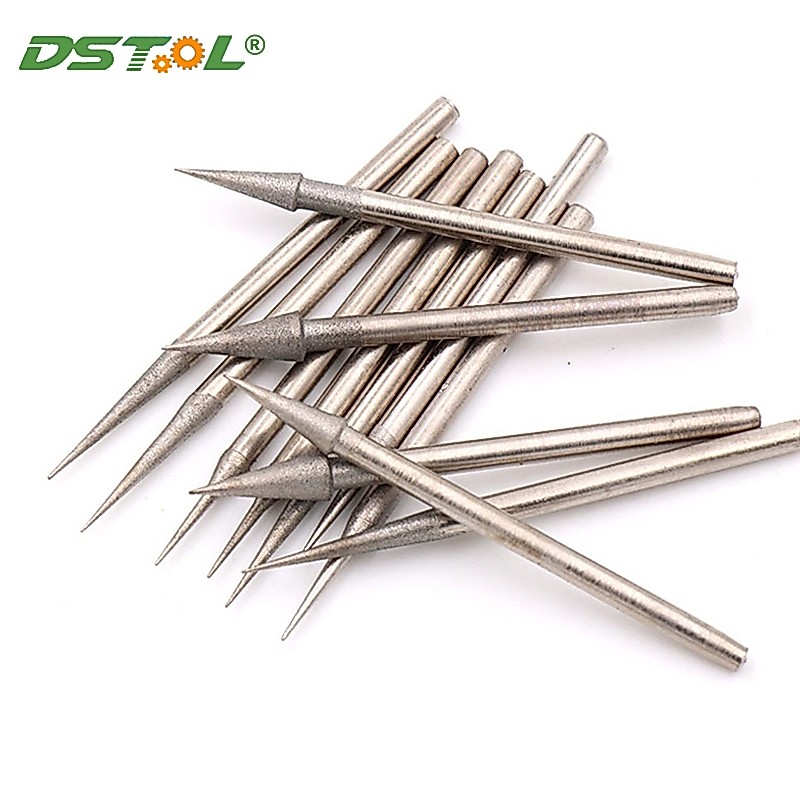 10 ชิ้นแกะสลักเครื่องมือเพชรหัวเจียร 0.6 ~ 4 มิลลิเมตร D เข็มบด Bits Burrs แกะสลักเครื่องมือ 2.35 มิลลิเมตร Shank สําหรับ Amber
