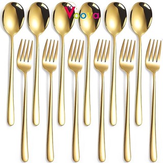 VOOVA  Stainless Steel Spoon | chopsticks | Fork Set Korean Style Cutlery Dinnerware Food-Grade