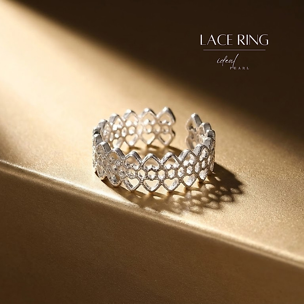 iDEALแหวนเงินแท้ Lace Ring แหวนเงิน แหวนผู้หญิง แหวนปรับขนาด แหวนมงคลValentine ของขวัญ แหวนแฟชั่น