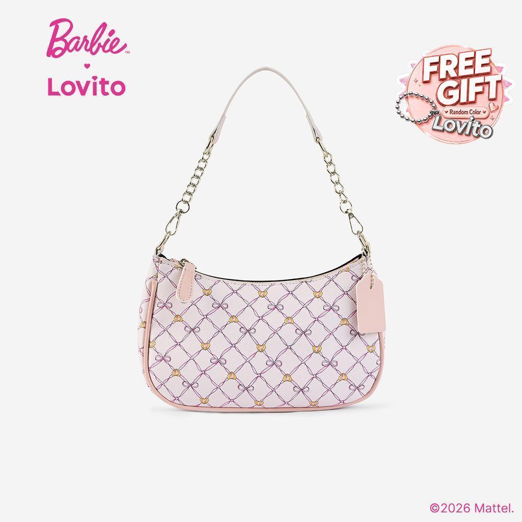 Barbie™ X Lovito กระเป๋าไหล่เล็กสีชมพูเมทัลลิกสุดหรูสําหรับผู้หญิง LBL2AD011