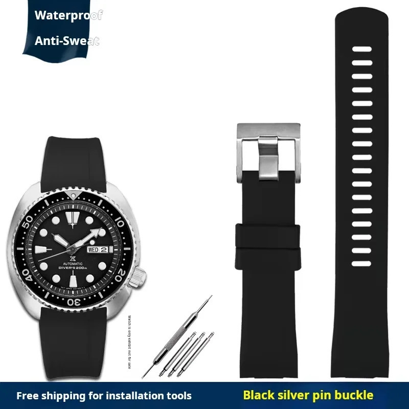 FKM สายนาฬิกาสําหรับ SEIKO PROSPEX cola แหวน SRPA21J1 SRP99K1 SRP777J SRPC91J1/25J1 ยางโค้งสายนาฬิกา