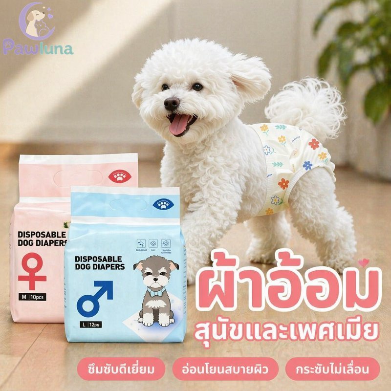 ผ้าอ้อมสุนัขดูดซับระบายอากาศรั่วซึมชายหญิงสัตว์เลี้ยงการฝึกอบรมการเดินทางนุ่มพอดี