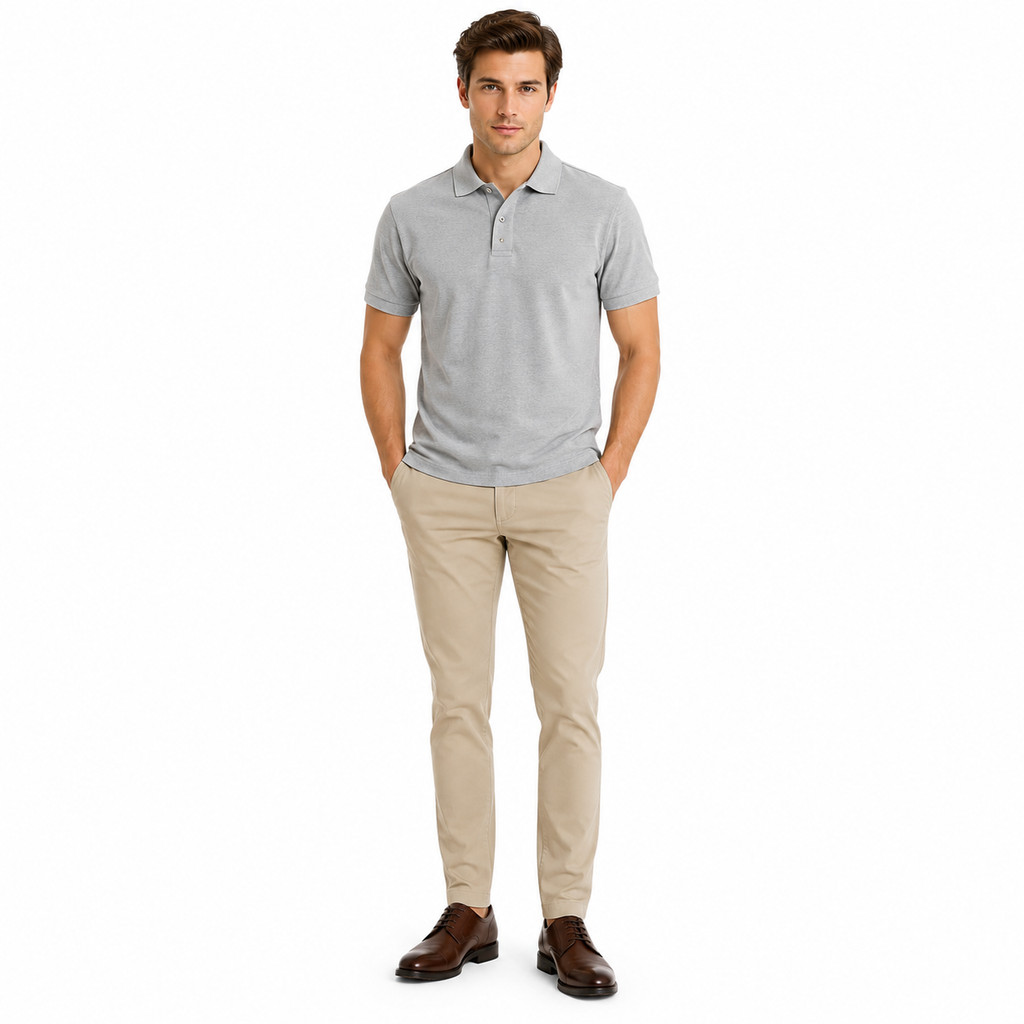 Baverre by Hassenda - เสื้อโปโลธรรมดาสําหรับผู้ชาย Denver พร้อมคอปก แขนสั้น สีเงิน VPG81229SVR